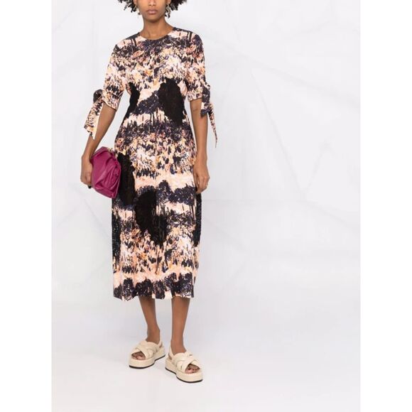 PROENZA SCHOULER Scenic Print Lace Embroidered Midi Dress‎ NWOT Sz 4 - Picture 1 of 8